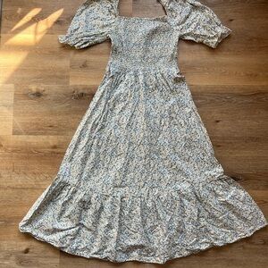 Floral Puff Sleeve Maxi Dress Size Large